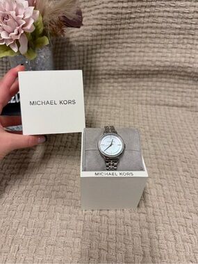 Michael Kors Silver-Tone Women's Bracelet Watch with White Dial